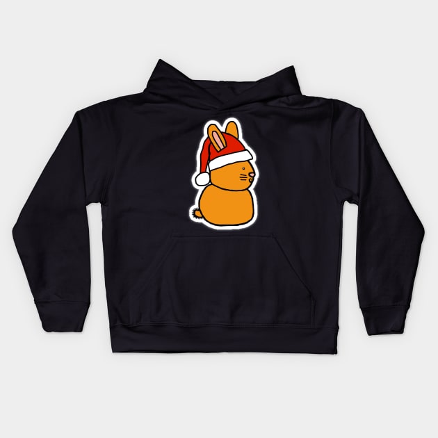 Cute Gold Bunny Wearing a Christmas Santa Hat Kids Hoodie by ellenhenryart